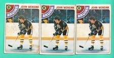 (3) JOHN WENSINK 1978-79 O-PEE-CHEE # 133 BRUINS ROOKIE CREASED CARD (H8026)