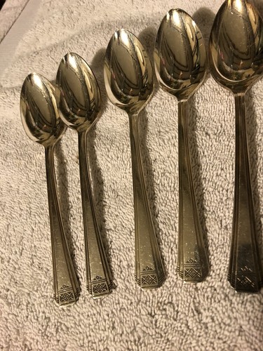 8 pc set SL & GH Rogers Oneida Silverplate TEASPOONS Skyline Skycrest 1930 - Picture 4 of 4