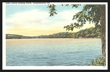 TUNKHANNOCK PENNSYLVANIA, LAKE CAREY, Panorama "Tichnor Quality View" WB Linen