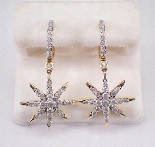 Rund Geschliffen Künstlicher Diamant Clip On Damen Ohrhänger 14k Gelb Vergoldet - Bild 3 von 5
