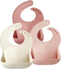 Pandaear Silicone Bibs for Babies Toddlers Girls| Adjustable Waterproof BPA Free