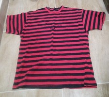 Vintage 90s Guess Georges Marciano Striped Shirt Spell Out Black Red Made USA L