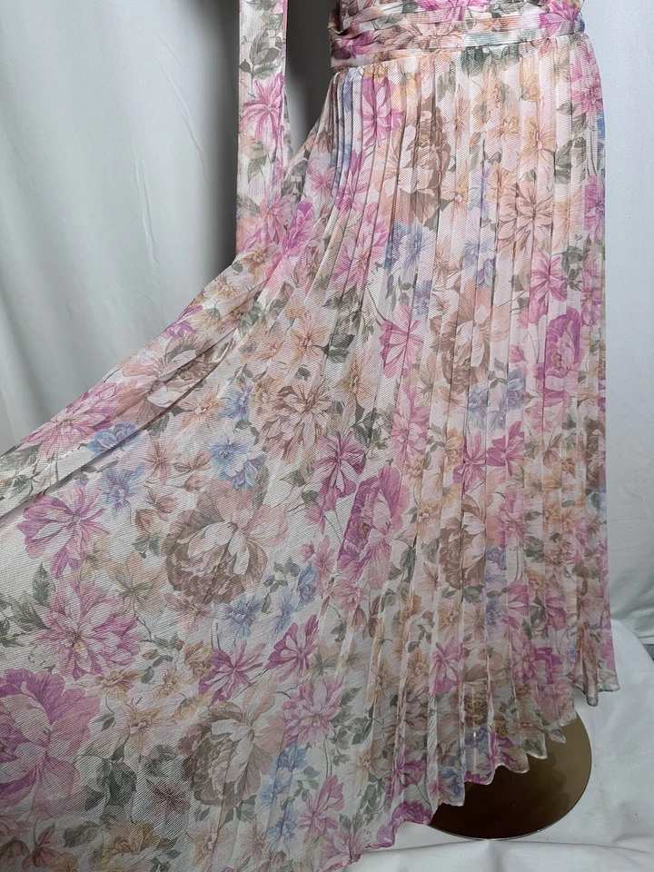 Vestido Alex Marie Línea A Acampanado Midi/Maxi 24W Un Hombro Plisado Gasa $218 Foto 3 de 4