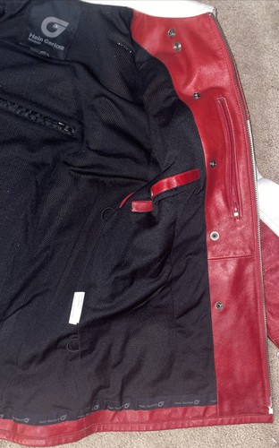 Hein Gericke Leather Padded Jacket Red White Motorcycle Womens Size 8 - Picture 20 of 21