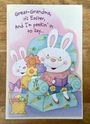 VTG AMERICAN GREETINGS Die Cut Easter Card W/Envelope, for Great-Grandma, NEW