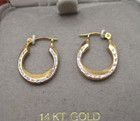 14K Yellow & White Gold Diamond-Cut Hoop Earrings .70" — photo 2