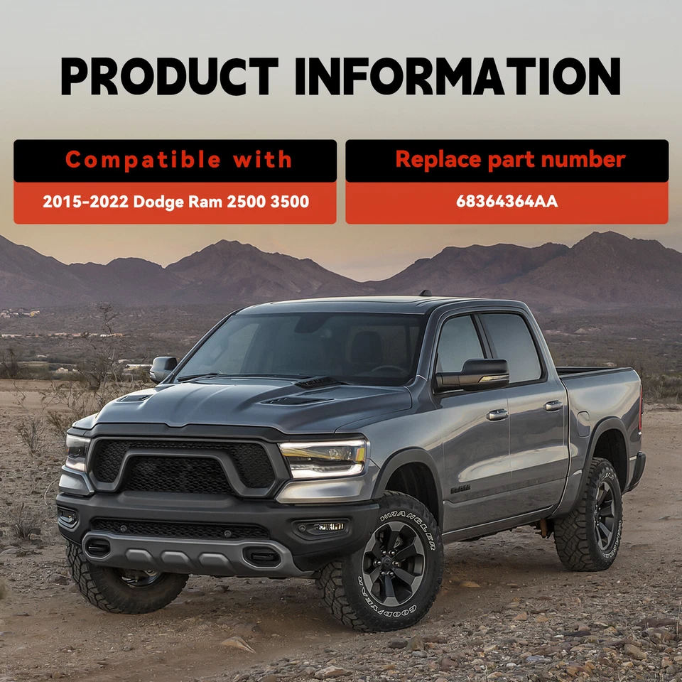 Fit For 2019 2020 2021 2022 Ram 3500 2500 Black Tailgate Spoiler Cap 68364364AA Foto 2 de 4