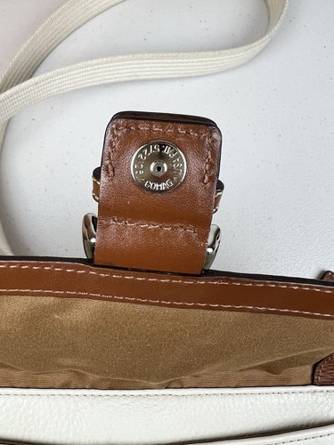 Coach Off-White Pebbled Leather Buckle Flap Closure Small Crossbody Bag Purse - Picture 16 of 24
