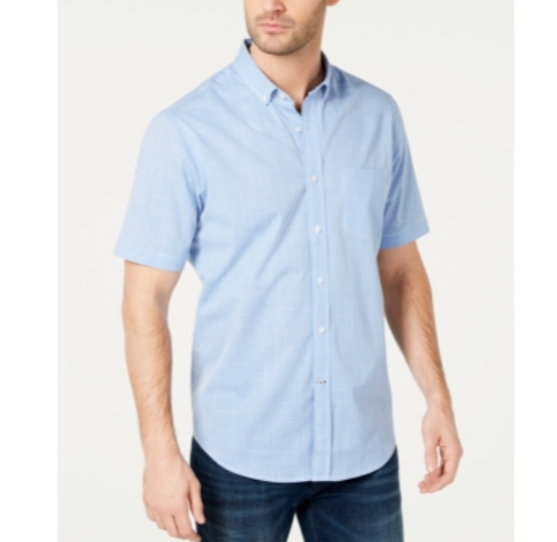 Club Room Herren Hemd Struktur Kariert Stretch Baumwolle Blau Größe XL 6517 - Bild 1 von 4