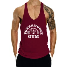 Men's Gym Stringer Bodybuilding Tank Tops Workout Muscle Vest Sleeveless Shirts