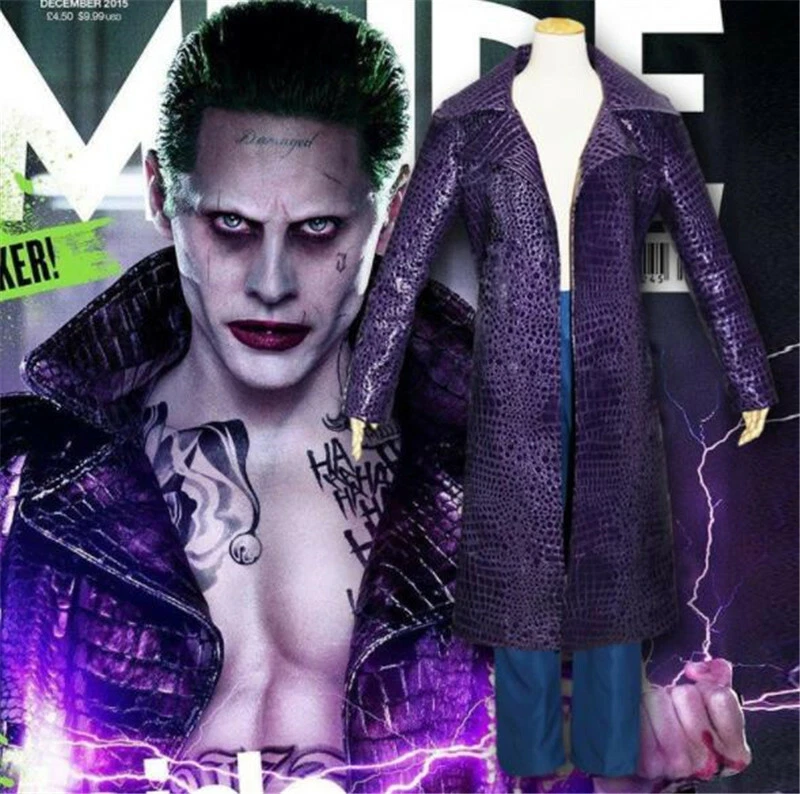 Suicide Squad The Joker Windbreaker Leather Jacket Coat Cos Clothing Purple Gift