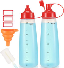 Condiment Squeeze Bottle Wide Mouth, 2 Pack 550Ml Clear Squeeze Bottles for C...