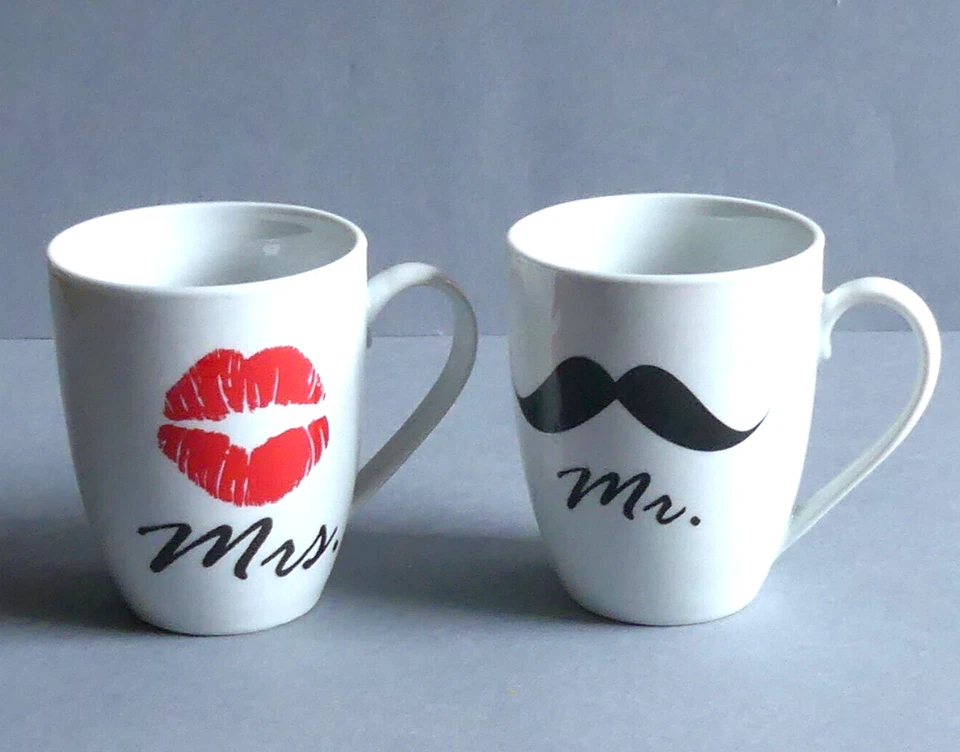 Mr. & Mrs. - 2er Set - Porzellan  Partner Tassen Kaffeebecher - Bild 1 von 1