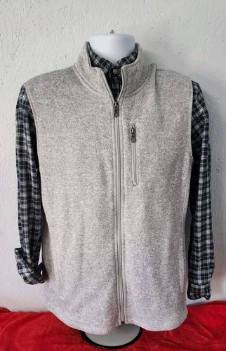 Men's Zippered Fleece Vest Size M Croft & Barrow LIght Gray