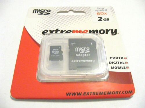 2GB Micro SD Card + Adapter ( 2 GB MicroSD Karte mit Adapter ) Extrememory Neu - Afbeelding 1 van 1