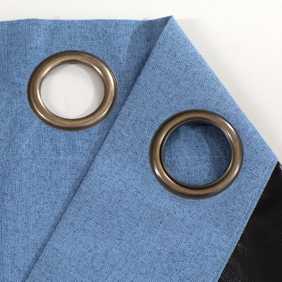 Set of Two (2) 100% Blackout Curtains Extra Wide 110 Inches - All Lengths - Blue - Image 2 of 4