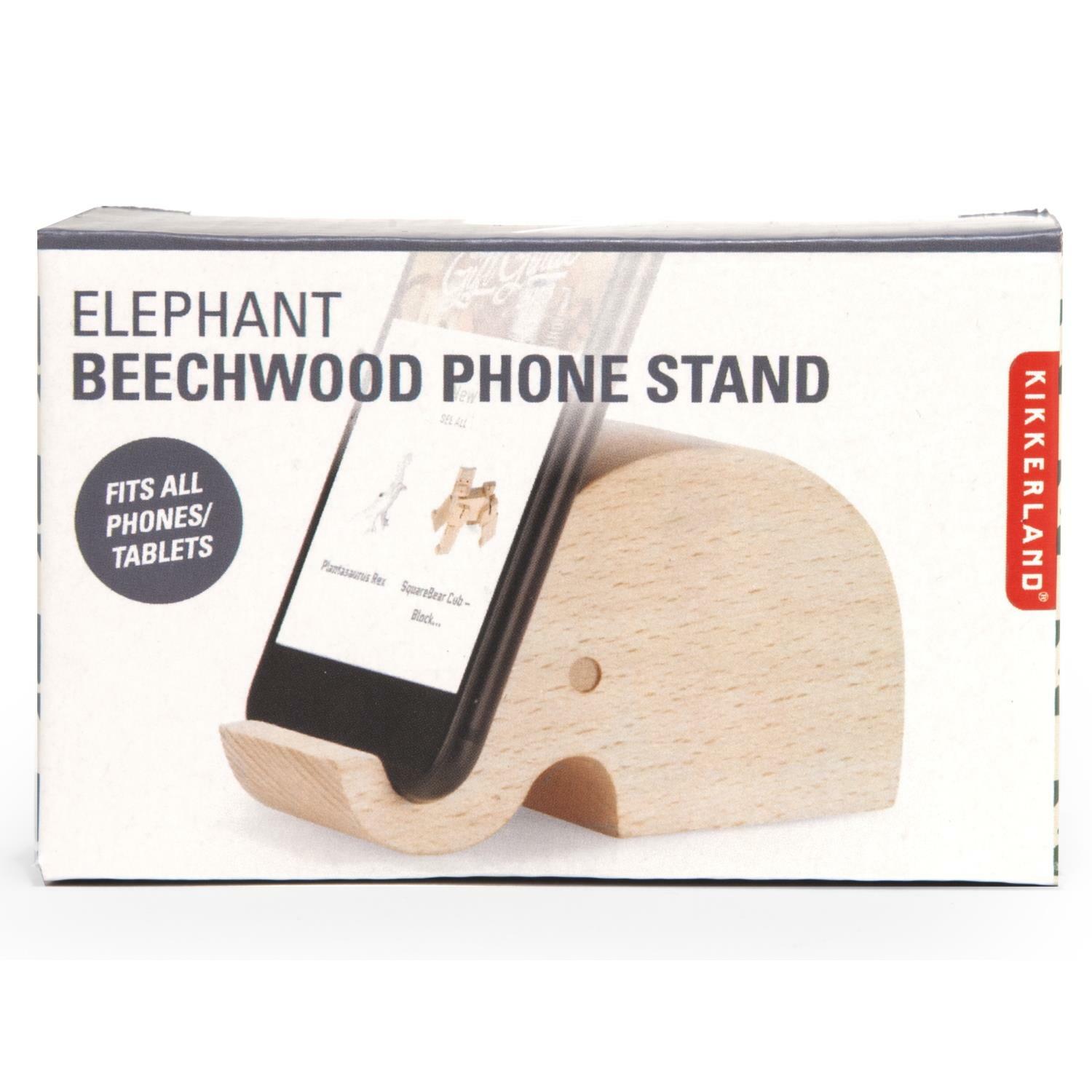 Kikkerland Wooden Elephant Shape Mobile Phone Tablet Stand Novelty Holder Gift