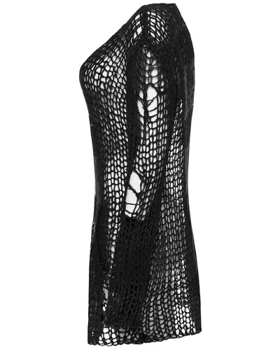 Punk Rave Womens Gothic Punk Shredded Cardigan Sweater - Black - Picture 3 of 12