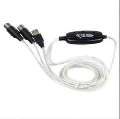 NEW USB IN-OUT MIDI Interface Cable Converter to PC Music Keyboard Adapter Cord