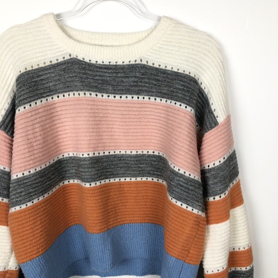 Lumiere Pullover Knit Sweater Multi Color Braided Size L