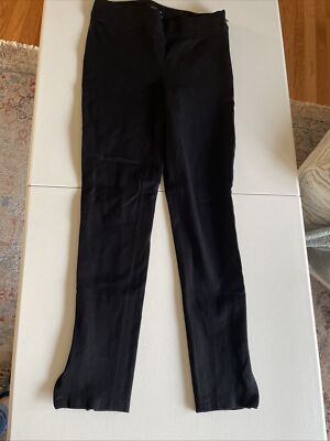 White House Black Market The Leggings Women Size 0 Black Leg Zip Black Trim