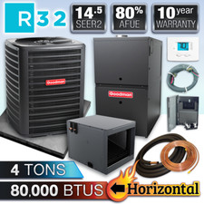 Goodman 4 Ton 14.5 SEER2 AC & 80% 80K BTU Horizontal Gas Furnace Split System