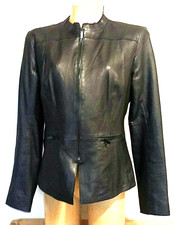Lg Classiques Entier Lambskin Leather Black Zip Sleeves Jacket Hip Length Women