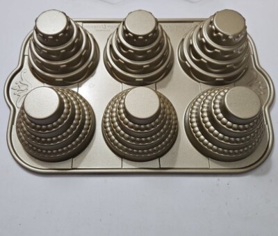 Nordic Ware Cast Aluminum Tiered Cakelet Pan-6 Cup 1.4 Liter Made In USA