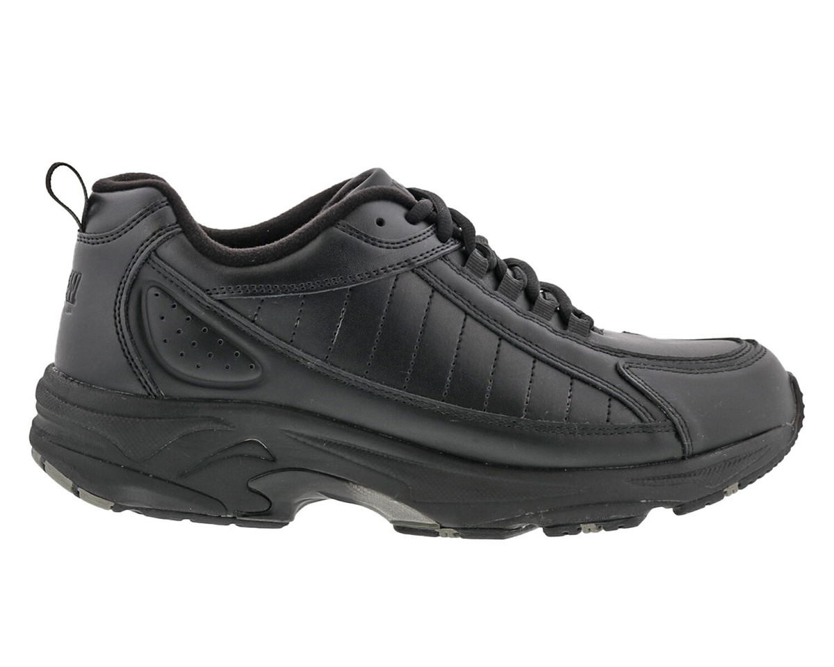 DREW Men's VOYAGER 40890 Lace-Up Athletic Shoe, Black Leather