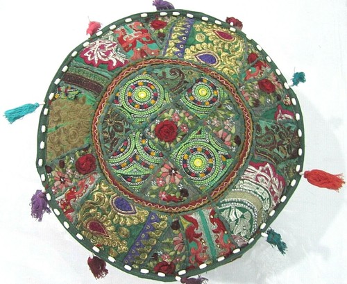 Khambadiya Floral Patchwork Round Bean Bag Pouf Ottoman Pouffe Cover Seat Stool - Picture 11 of 90