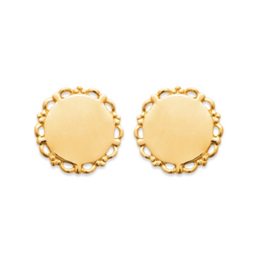 Boucles d'oreilles rondes relief plaqué or 750/000 anti-allergie pour peau sensible