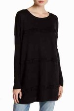 Solutions sweater black triple ruffle sweater Size XL NWT solutions