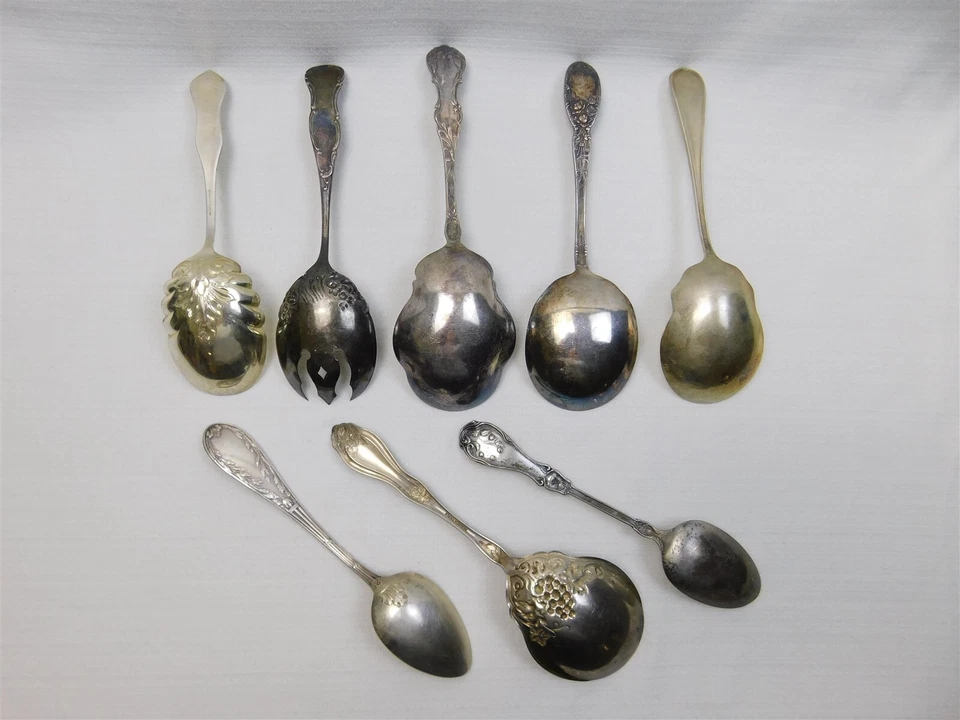 8 件古董银盘大号餐勺 PARAGON ALVIN ROGERS LEONARD WALLACE — 第 2/4 张图片