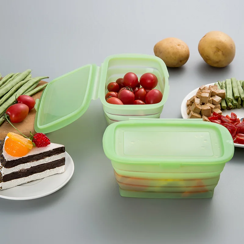Food Grade Lunch Box With Lid Vegetable Fruit Meal Fold Container For School NEW - Picture 3 of 7