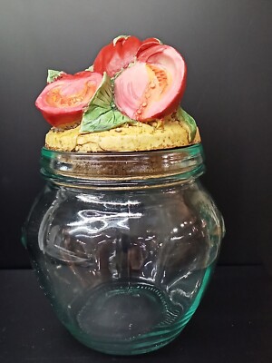 Glasdose Korkdeckel Tomatendekor Handarbeit 