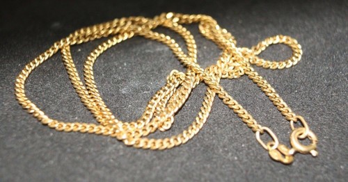 100% Genuine 9k Solid Yellow Gold String Curb Necklace Chain 50 cm - Picture 4 of 11