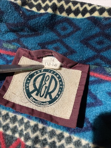 R&R Vintage 90’s Outerwear Fleece Jacket Size 14 Woman’s Aztec Drawstring - Picture 2 of 6