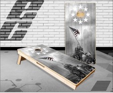 Flag Raise Of Iwa Jima Wood Cornhole Boards Bean Bag Toss Game