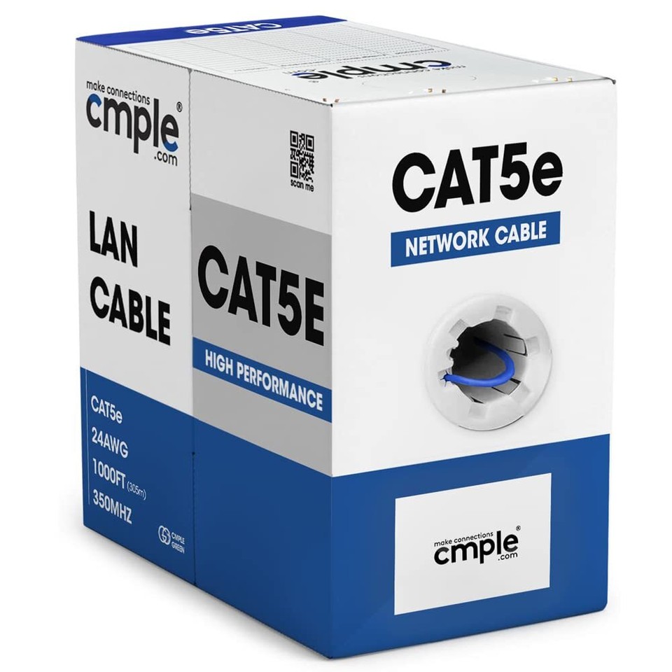 Cmple Cat5e Cable 1000ft Gigabit Network Cat 5e Bulk