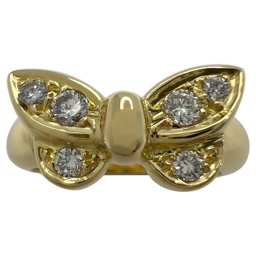 Vintage Van Cleef & Arpels Diamond Papillion Butterfly 18k Yellow Gold Ring - 第 1/8 張圖片