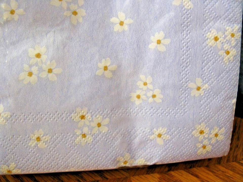 New White Daisy Flower Ditsy Floral Blue & White Paper Beverage Napkins - 40ct. - Image 3 of 4