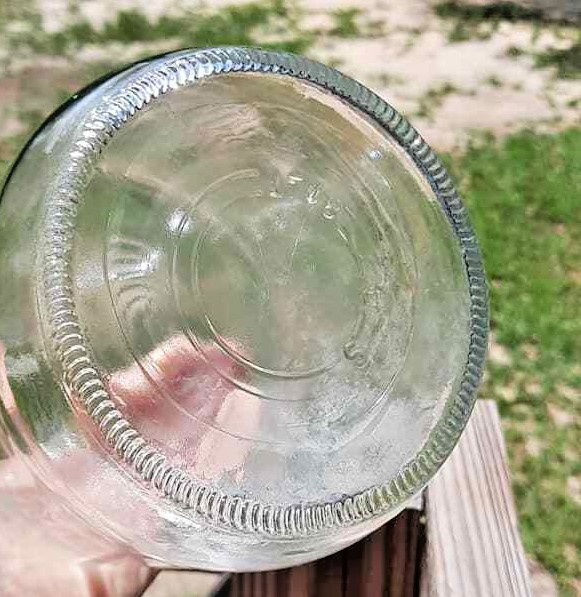 Vintage Clear Glass Ribbed Neck Round 9" Tall X 4"  1970's Crisco Oil