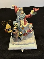 Stocking Hanger Holder Snow And Penguin Family Detailed