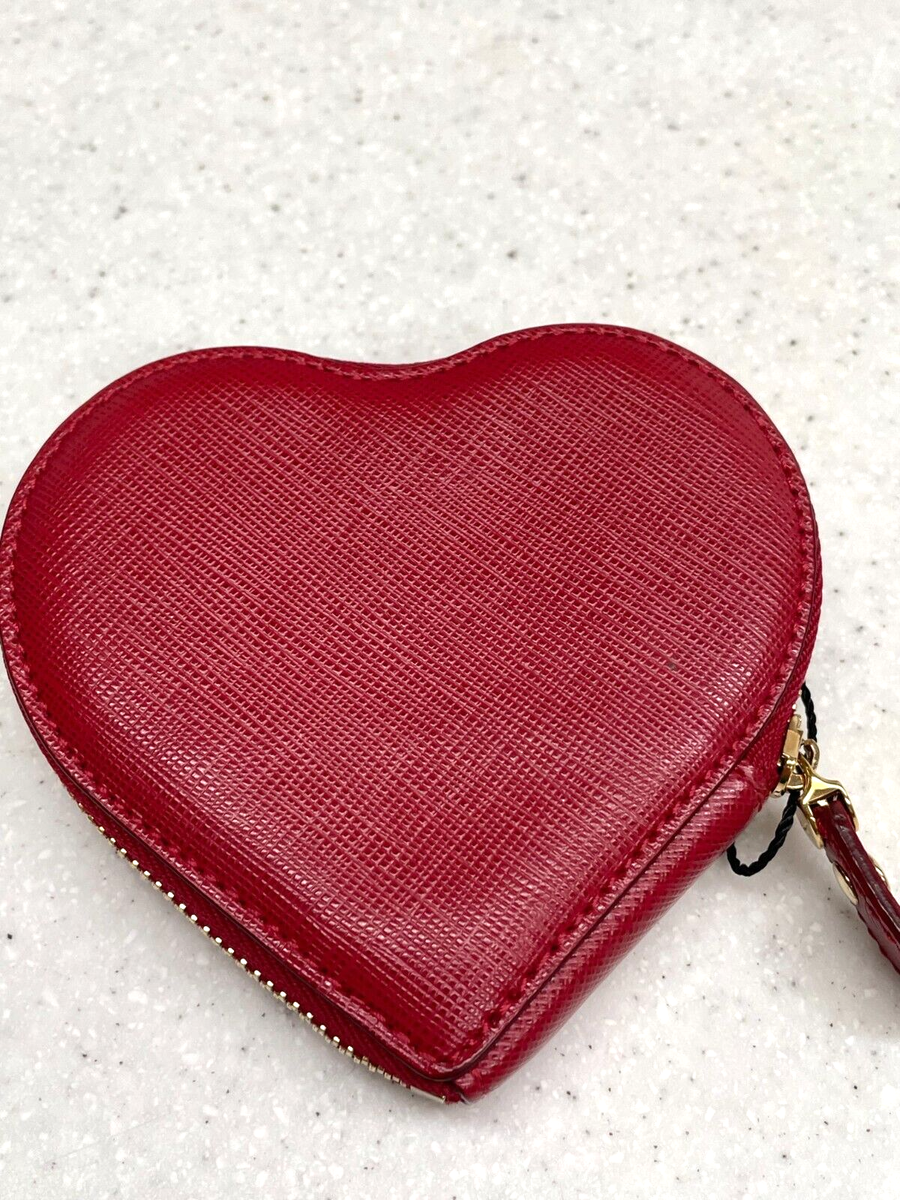 Salvatore Ferragamo Red Heart Saffiano Leather Hard Coin Purse | eBay