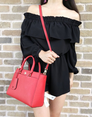 Tory Burch Robinson Small Double Zip Tote Satchel Umhängetasche Poppy Orange Rot - Bild 7 von 11