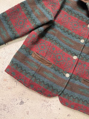 Vtg Woolrich Wool Blend Southwestern Aztec Jacket Coat USA Womens Size L - Picture 8 of 23