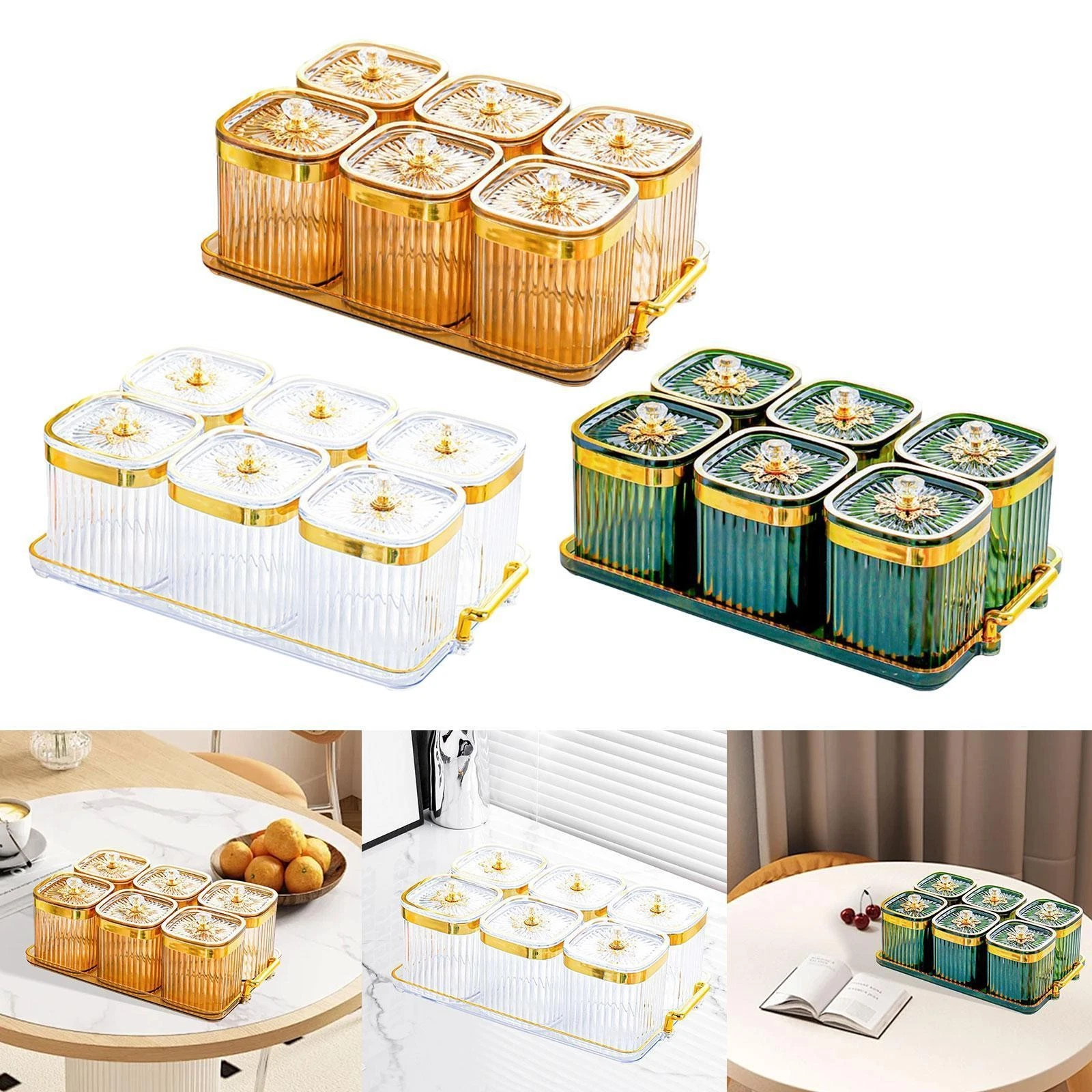Dry Fruit Tray with Lid Appetizer Plate Food Storage Box Nut and Candy Serving