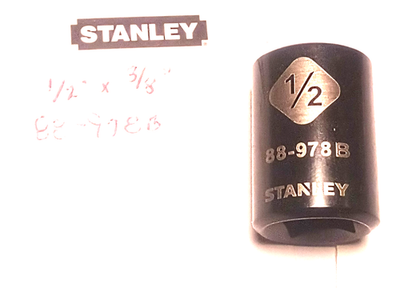 #ad Stanley 1 2quot; x 3 8quot; Dr Standard Socket 6 Pt # 88 978B Free Shipping $9.96