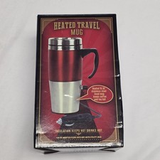 Heated Travel Mug New In Box 15oz Stainless Steel Handle 12v DC Adapter