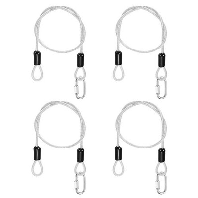 4Set 5/32'' Dia 1.6ft Security Steel Cable with Loops Clear + Quick Links
